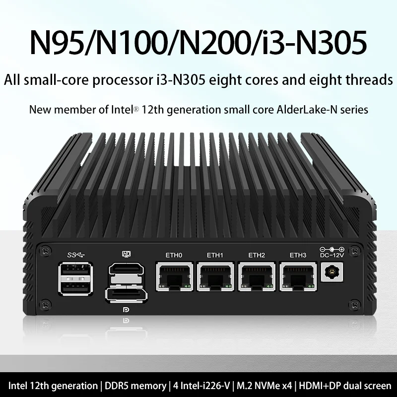 12   ȭ ̴ PC ˴ ũ i3 N305, Ҹ Ʈ , Proxmox DDR5, 4800MHz, 4x226-V, 2.5G, 8 ھ N200 N100